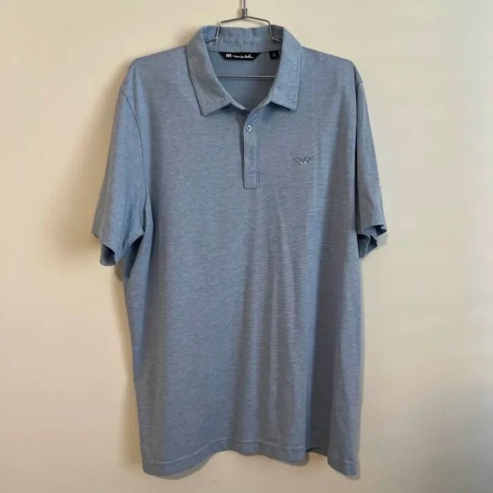 Travis Mathew Golf Polo Shirt Light Blue Mens Size XL Pima Cotton Stretch